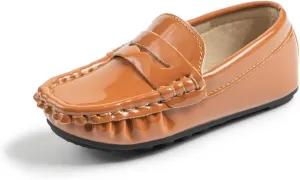 Toddler Boys Girls Leather Loafers,Little Kids Soft Slip-On Dress Shoes,Moccasins Flat Boat Shoes Casual Daily Walking Wedding Church School
