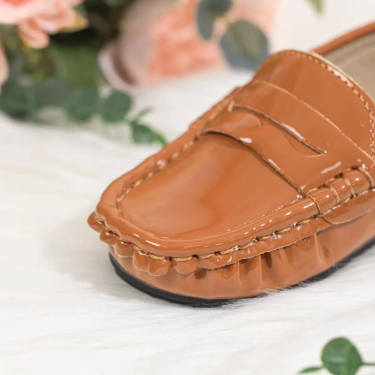 Toddler Boys Girls Leather Loafers,Little Kids Soft Slip-On Dress Shoes,Moccasins Flat Boat Shoes Casual Daily Walking Wedding Church School
