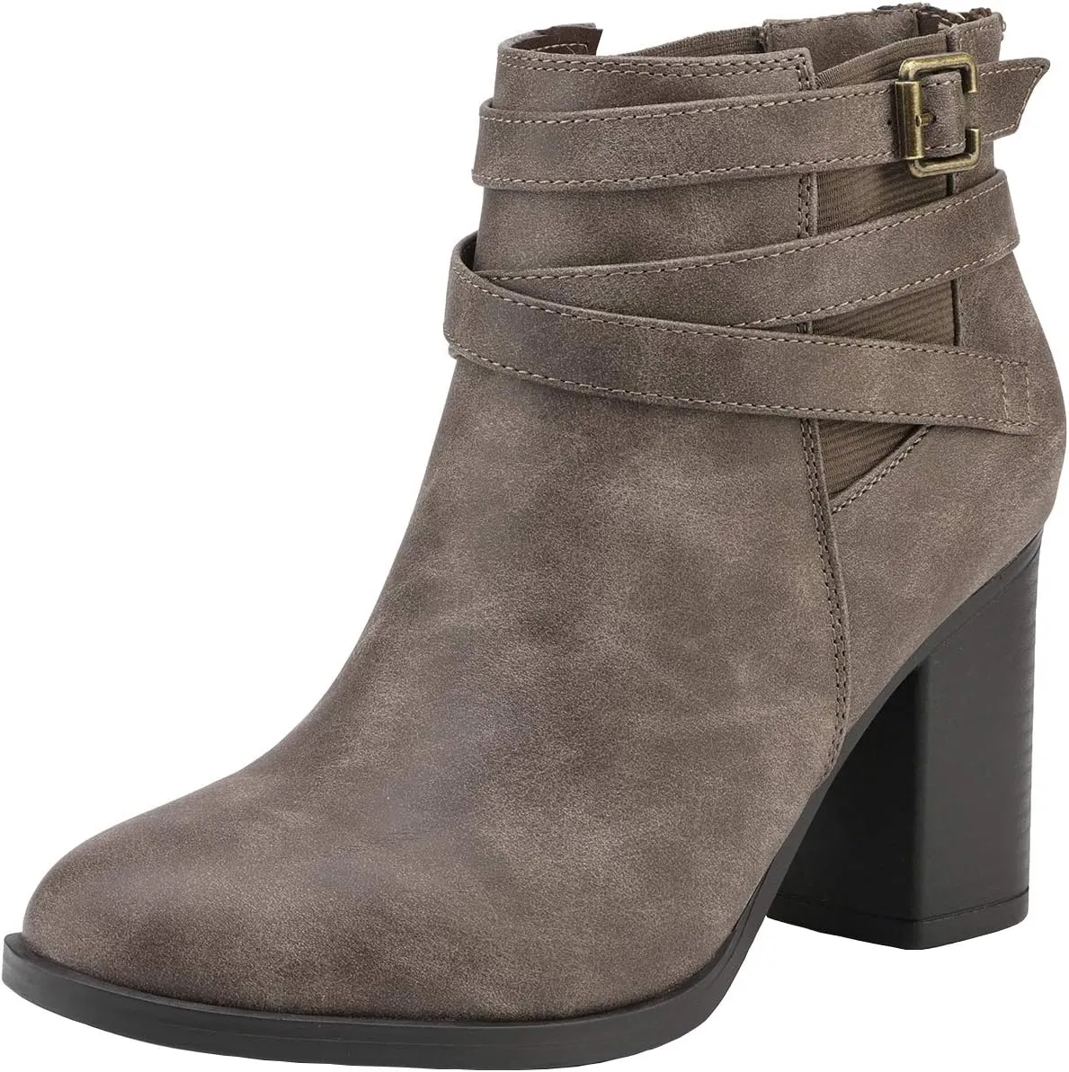 TOETOS Women's Chunky High Heel Ankle Boots Close Toe Fall Heeled Booties Shoes