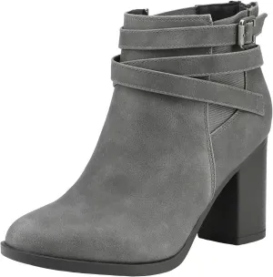 TOETOS Women's Chunky High Heel Ankle Boots Close Toe Fall Heeled Booties Shoes