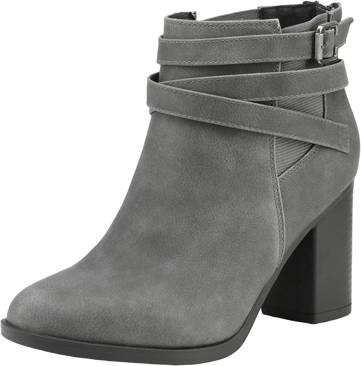TOETOS Women's Chunky High Heel Ankle Boots Close Toe Fall Heeled Booties Shoes