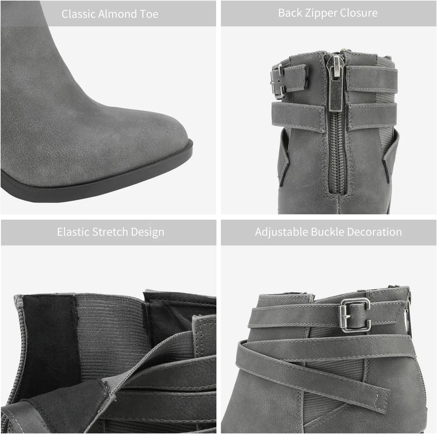 TOETOS Women's Chunky High Heel Ankle Boots Close Toe Fall Heeled Booties Shoes
