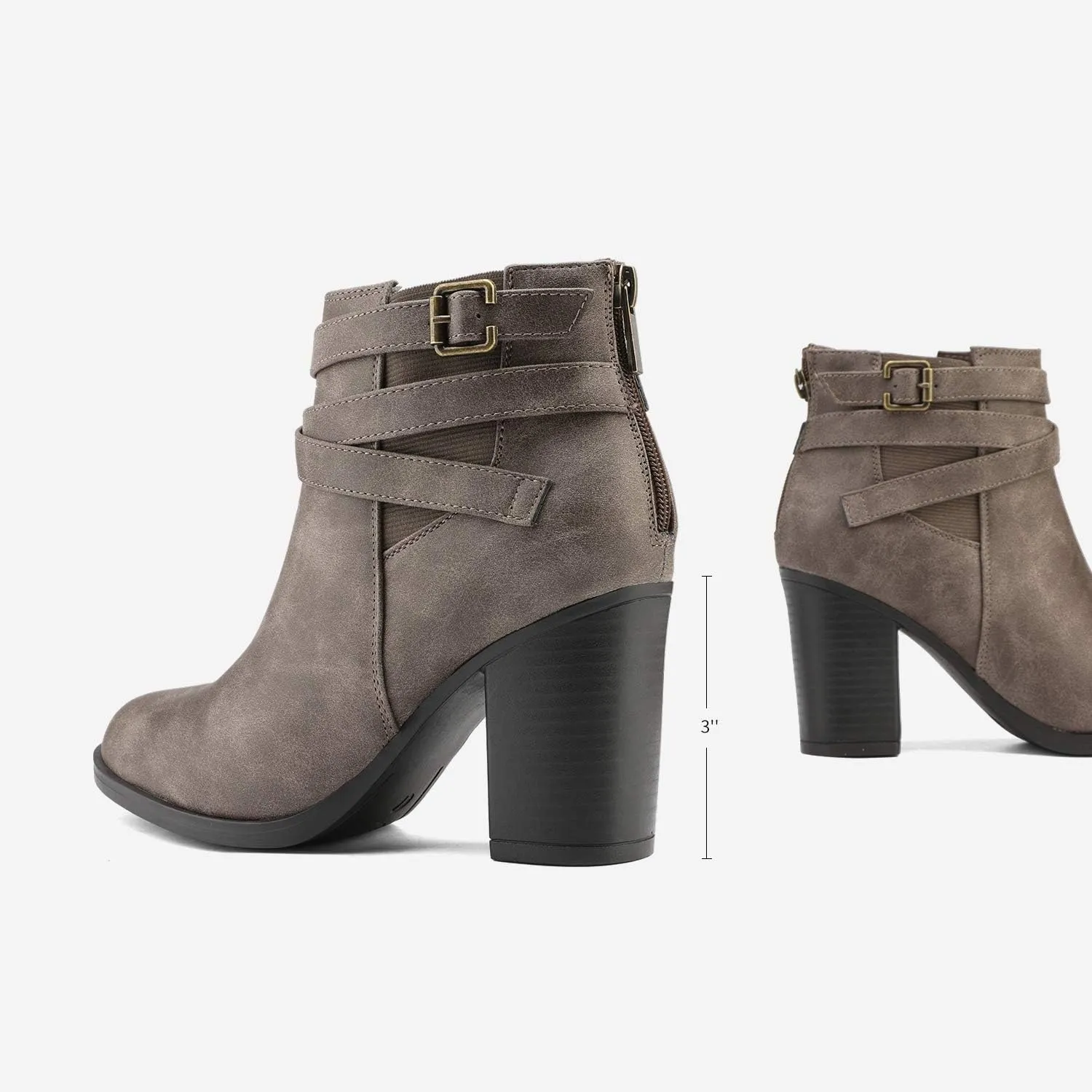 TOETOS Women's Chunky High Heel Ankle Boots Close Toe Fall Heeled Booties Shoes