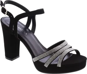 TOP Moda Asia-20 Women's Ankle Strap Platform High Heel Sandal, Dressy Strappy Rhinestone, Non-slip Sole, For Wedding, Party, Prom, Evening Wear Event Block Heel Sandals