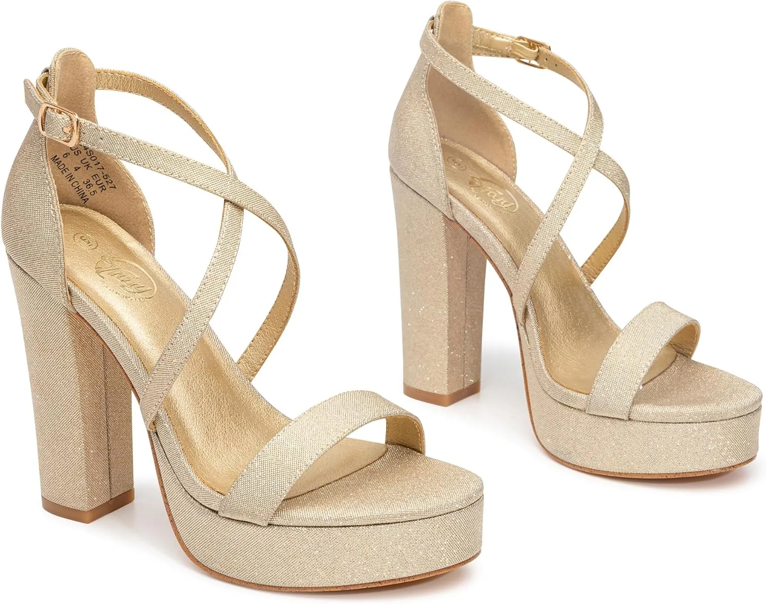 Trary Women's Strappy Platform Chunky High Heels Sandals Fashion Comfortable Open Toe Block Heels for Women Dress Wedding Party Shoes