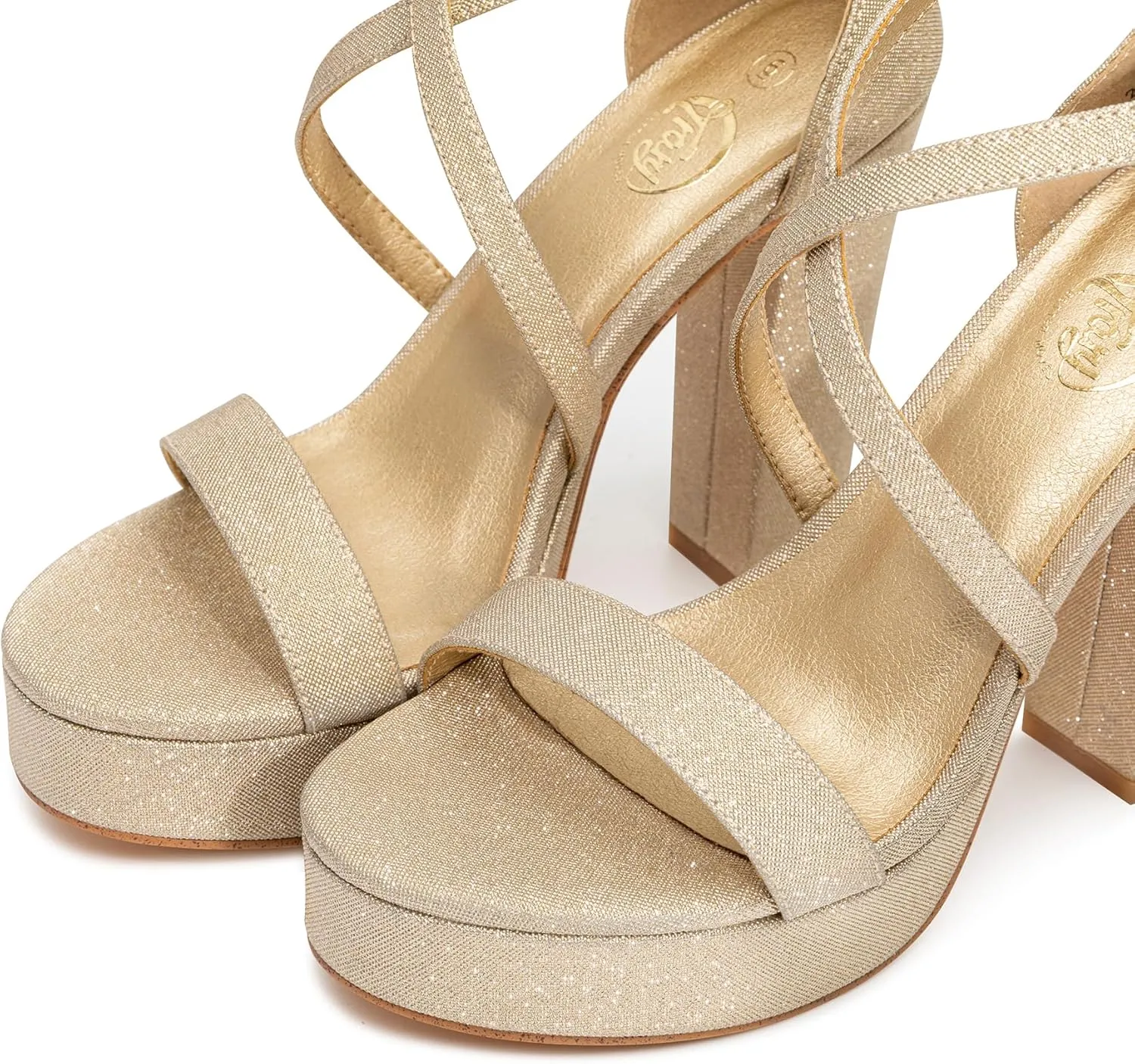 Trary Women's Strappy Platform Chunky High Heels Sandals Fashion Comfortable Open Toe Block Heels for Women Dress Wedding Party Shoes