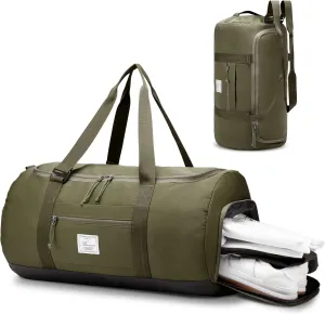 Travel Duffle Bag for Men 65L Large Size Traveling Duffel Bag Weekender Overnight with Shoes Compartment Multifunctional Sports Gym Bags (Green)