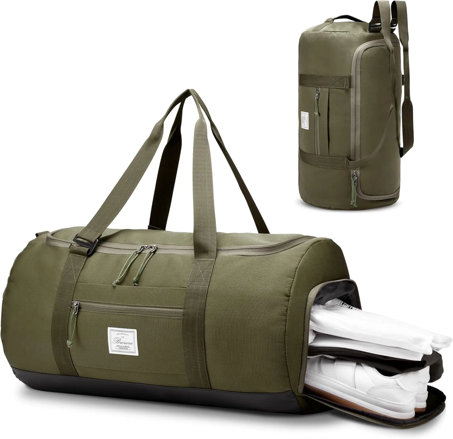 Travel Duffle Bag for Men 65L Large Size Traveling Duffel Bag Weekender Overnight with Shoes Compartment Multifunctional Sports Gym Bags (Green)