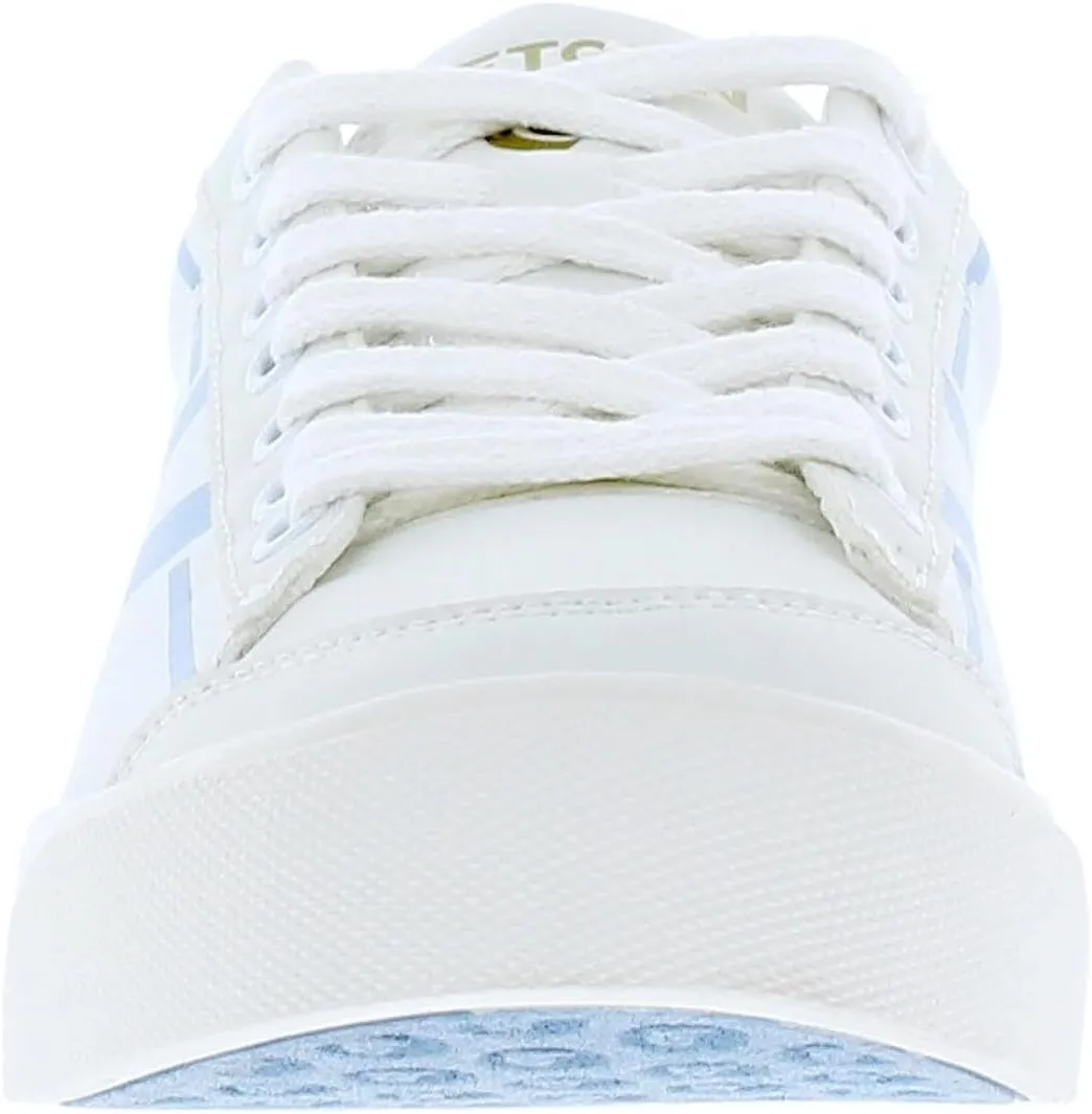 TRETORN Hopper Canvas Sneakers, White with Blue Logo, Lace-up Closure