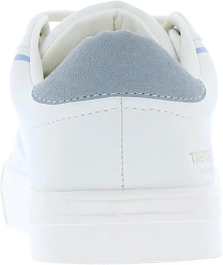TRETORN Hopper Canvas Sneakers, White with Blue Logo, Lace-up Closure