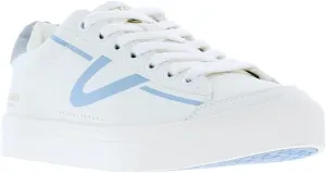 TRETORN Hopper Canvas Sneakers, White with Blue Logo, Lace-up Closure
