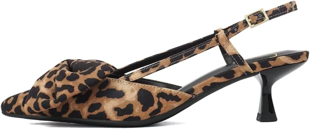 TruFox Women's Slingback Pumps with Bow Pointed Toe Kitten Heel Short Heel Slip On
