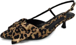 TruFox Women's Slingback Pumps with Bow Pointed Toe Kitten Heel Short Heel Slip On