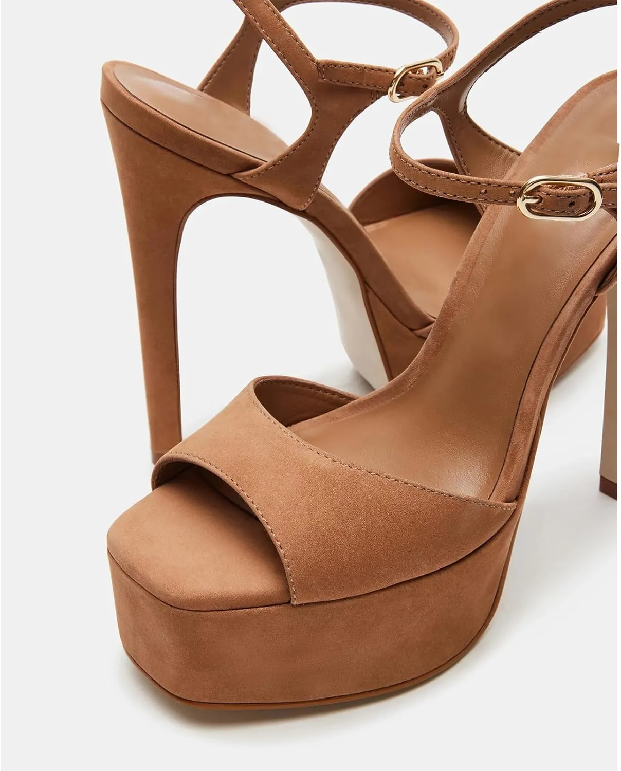UBWDU Stiletto High Platform Heels for Women Square Open Toe Ankle Strap Heeled Sandals Prom Dress Shoes