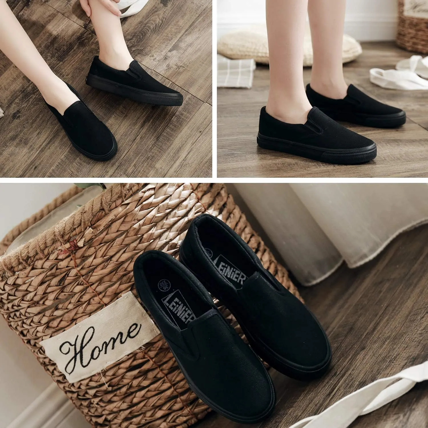 UJoowalk Womens Canvas Slip on Fashion Sneaker Skate Shoe