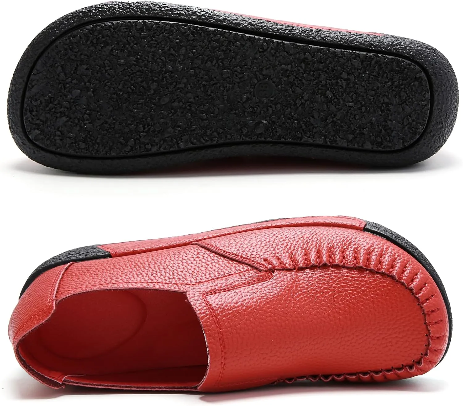UZB Women's Slip On Loafer Leather Comfort Casual Platform Shoes
