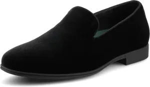 Vance Mens Giovanni Venetian Dress Loafer Black Velour Black Faux Patent Leather Almond-Toe 6mm Vance Comfort System Insole Black Velour 13 Medium Mens US