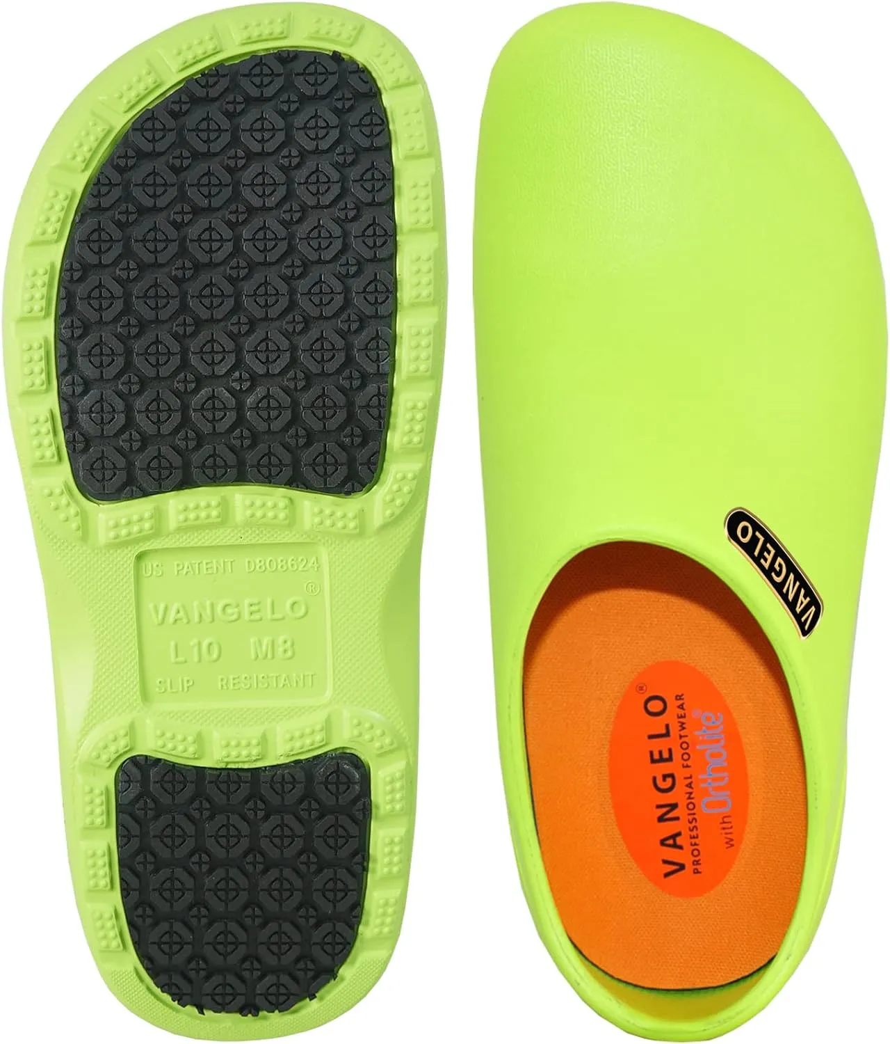 VANGELO Professional Slip Resistant Clog Waterproof Men Work Nurse Shoe Chef Shoe Carlisle Black Lime White Multicolor