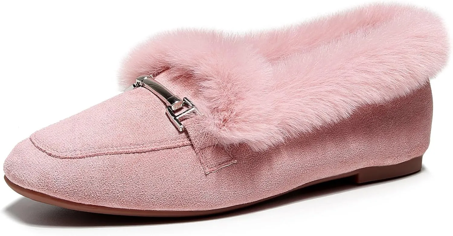 VenusCelia Women's Cozy Furry Flat Shoe