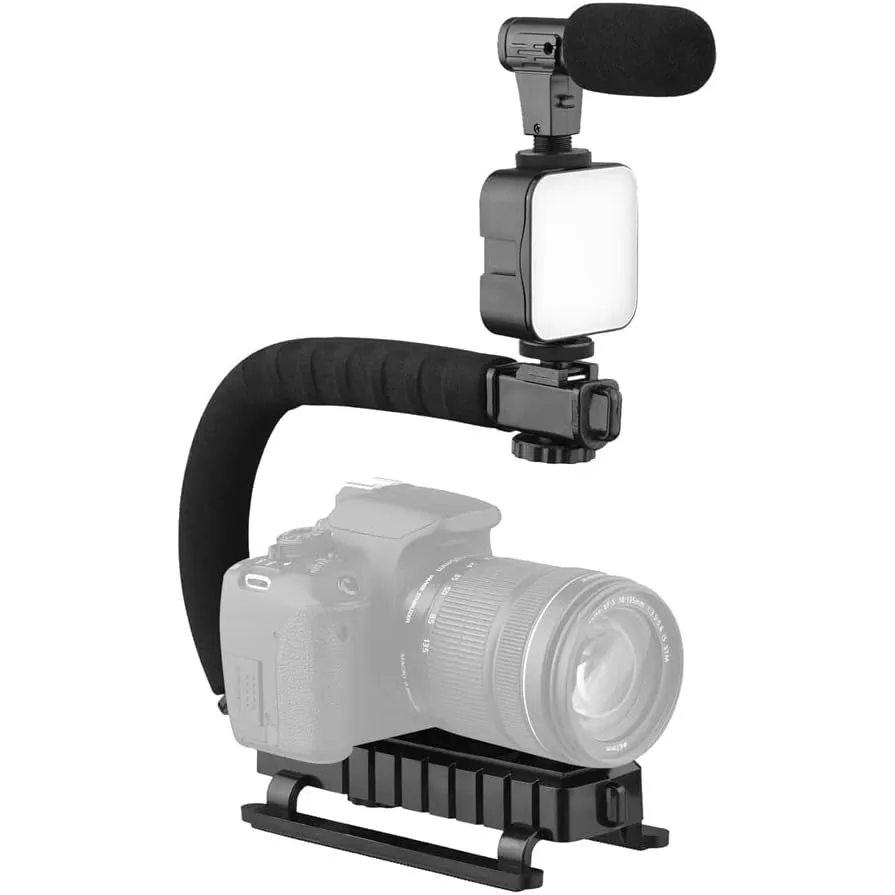 Video Making Handheld Stabilizer Kit Camera Gimbal for Outdoor Videography Portable Video Camera Accessories C Shape Stabilizer for DSLR Mobile Phones DV