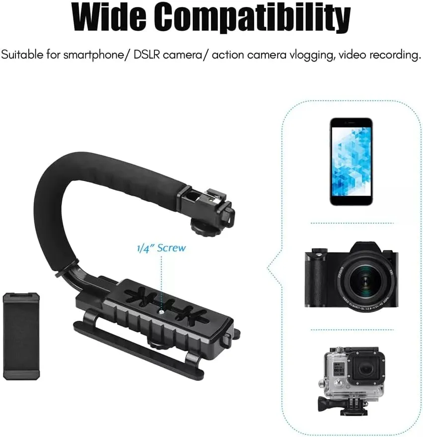 Video Making Handheld Stabilizer Kit Camera Gimbal for Outdoor Videography Portable Video Camera Accessories C Shape Stabilizer for DSLR Mobile Phones DV