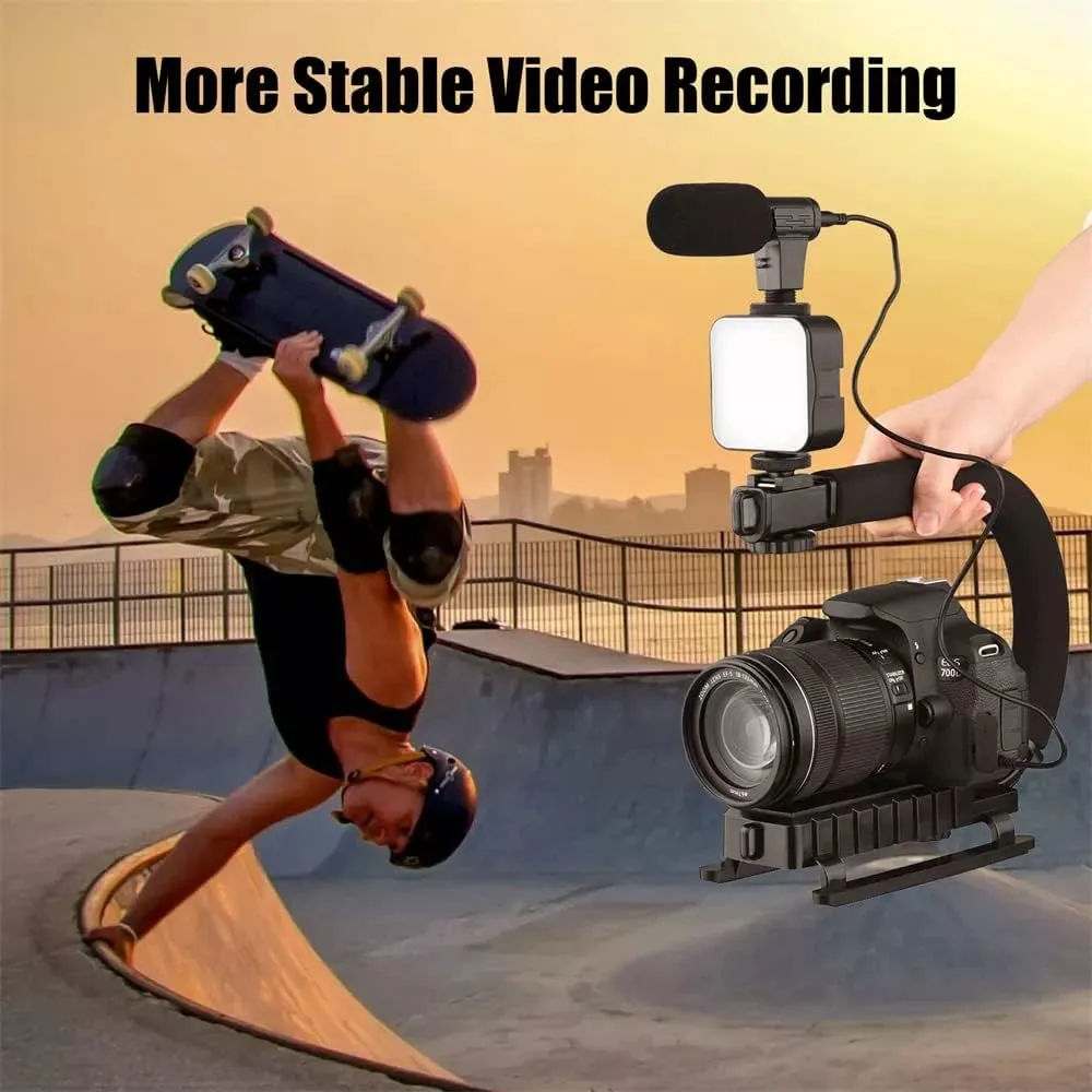Video Making Handheld Stabilizer Kit Camera Gimbal for Outdoor Videography Portable Video Camera Accessories C Shape Stabilizer for DSLR Mobile Phones DV