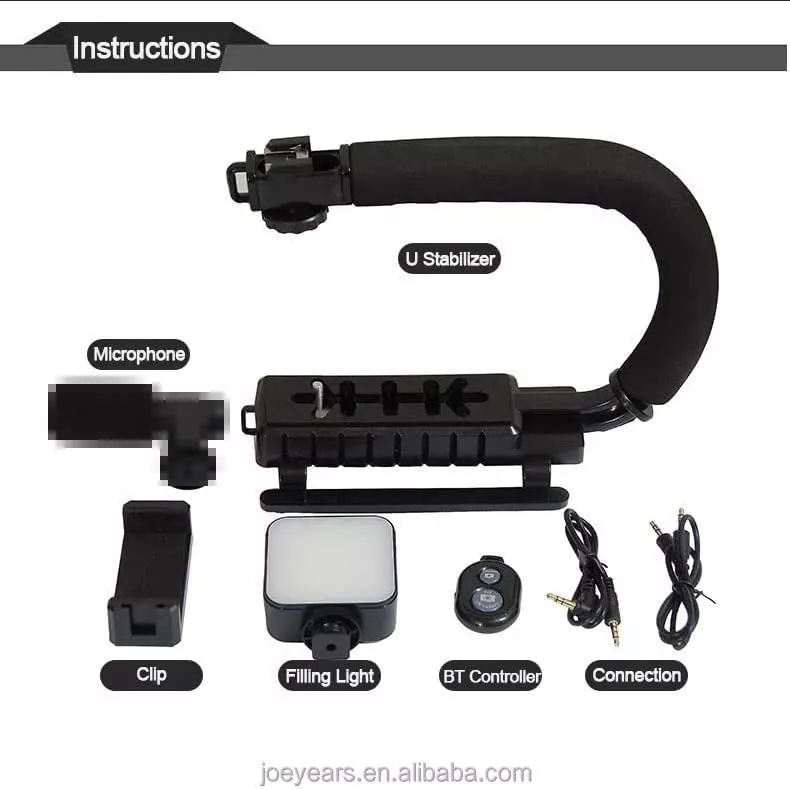 Video Making Handheld Stabilizer Kit Camera Gimbal for Outdoor Videography Portable Video Camera Accessories C Shape Stabilizer for DSLR Mobile Phones DV