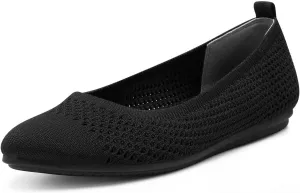 Vince Camuto Femils Black Knit Ballet Flats Flexible Fitted Comfort Shoes