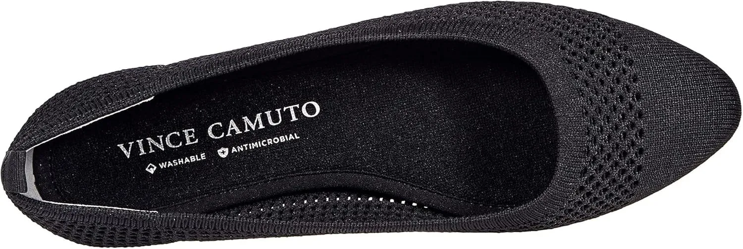 Vince Camuto Femils Black Knit Ballet Flats Flexible Fitted Comfort Shoes