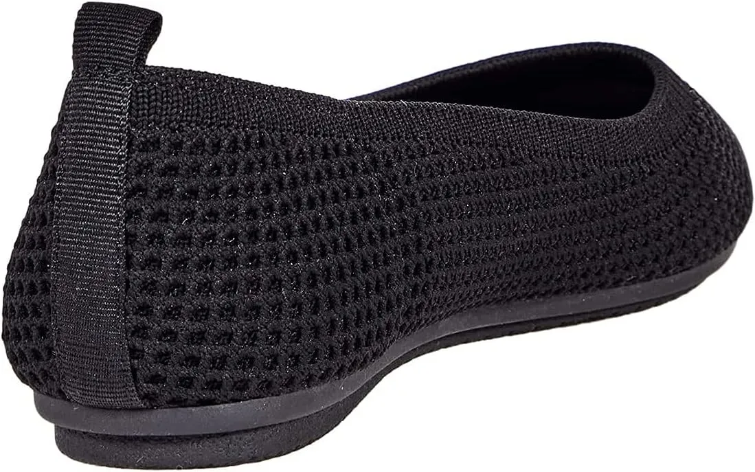Vince Camuto Femils Black Knit Ballet Flats Flexible Fitted Comfort Shoes