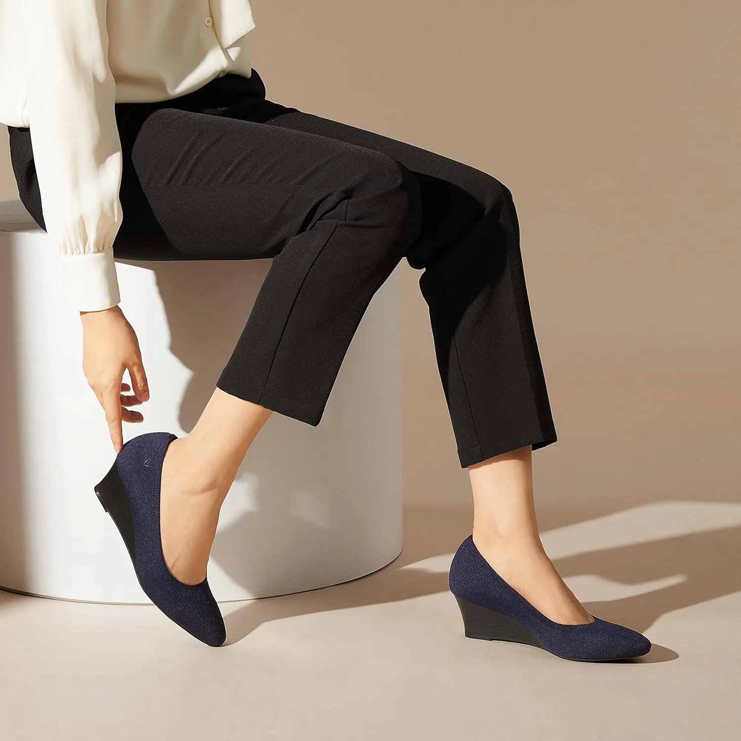 VIVAIA Tamia Wedge Women's Round Toe Wedge Pumps Shoes Comfortable Wedge Heels for Dressy Women Pumps with Arch Support