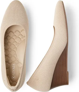 VIVAIA Tamia Wedge Women's Round Toe Wedge Pumps Shoes Comfortable Wedge Heels for Dressy Women Pumps with Arch Support