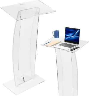 VIVO Acrylic Podium Stand, Sleek Transparent Professional Presentation Lectern with 27 inch Reading Surface Platform, Clear Appearance for Office, Classroom, Restaurant, and More, Stand-PDMA