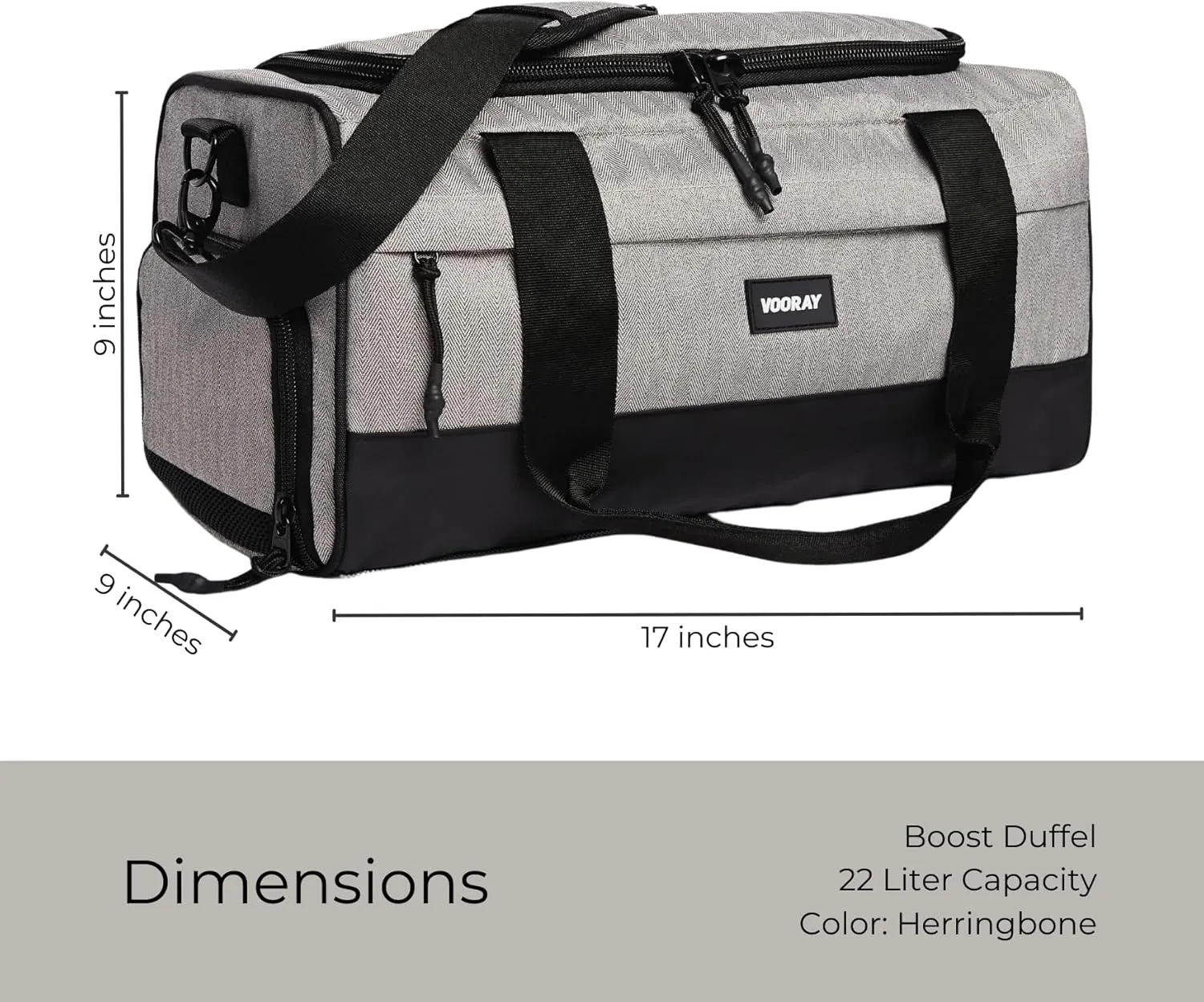 Vooray 22L Boost Duffel Bag – Small Travel & Sports Gym Bag for Women and Men with Shoe Pocket, Weekender for Overnight Football, Travel, Hospital Stays or Workout