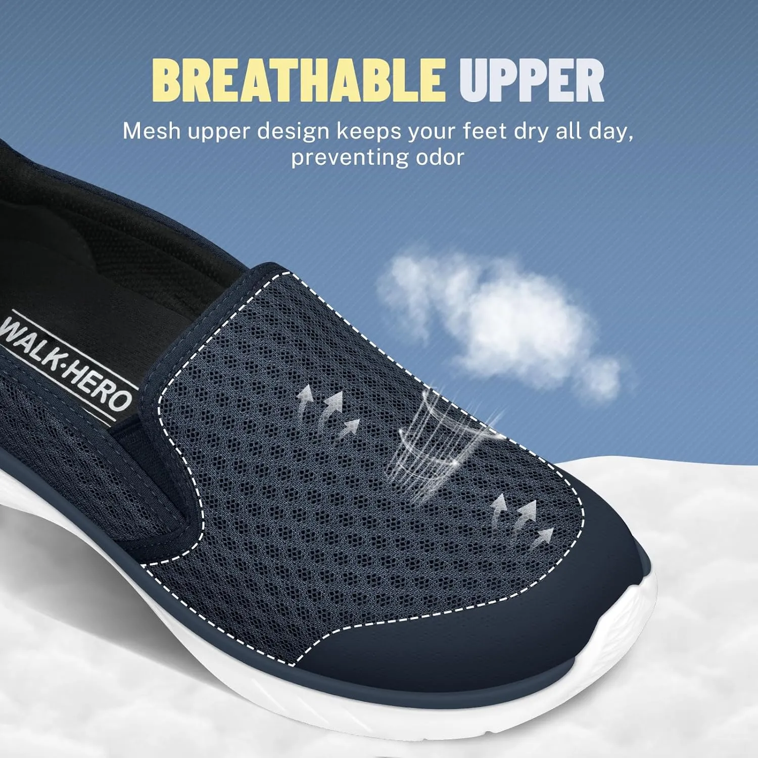 Walking Shoes Women for Plantar Fasciitis, Lightweight Orthopedic Womens Slip on Shoes, Breathable Mesh Upper Casual Loafers for Women with Flexible Instep