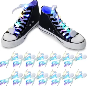 Waydress 6 Pairs LED Shoelaces Light up Flashing Shoe Laces Glowing in the Dark Shoestrings Nylon Hip Hop Dancing Party Favors for Adults