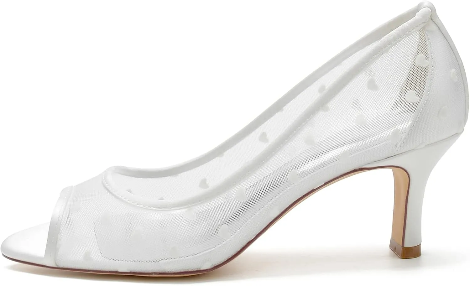 Wedding Shoes Women's Sandals Satin Bridal Low Heel Heel Shoes Chic Peep Toe Kitten Low Heels for Wedding Ballroom 6.5Cm