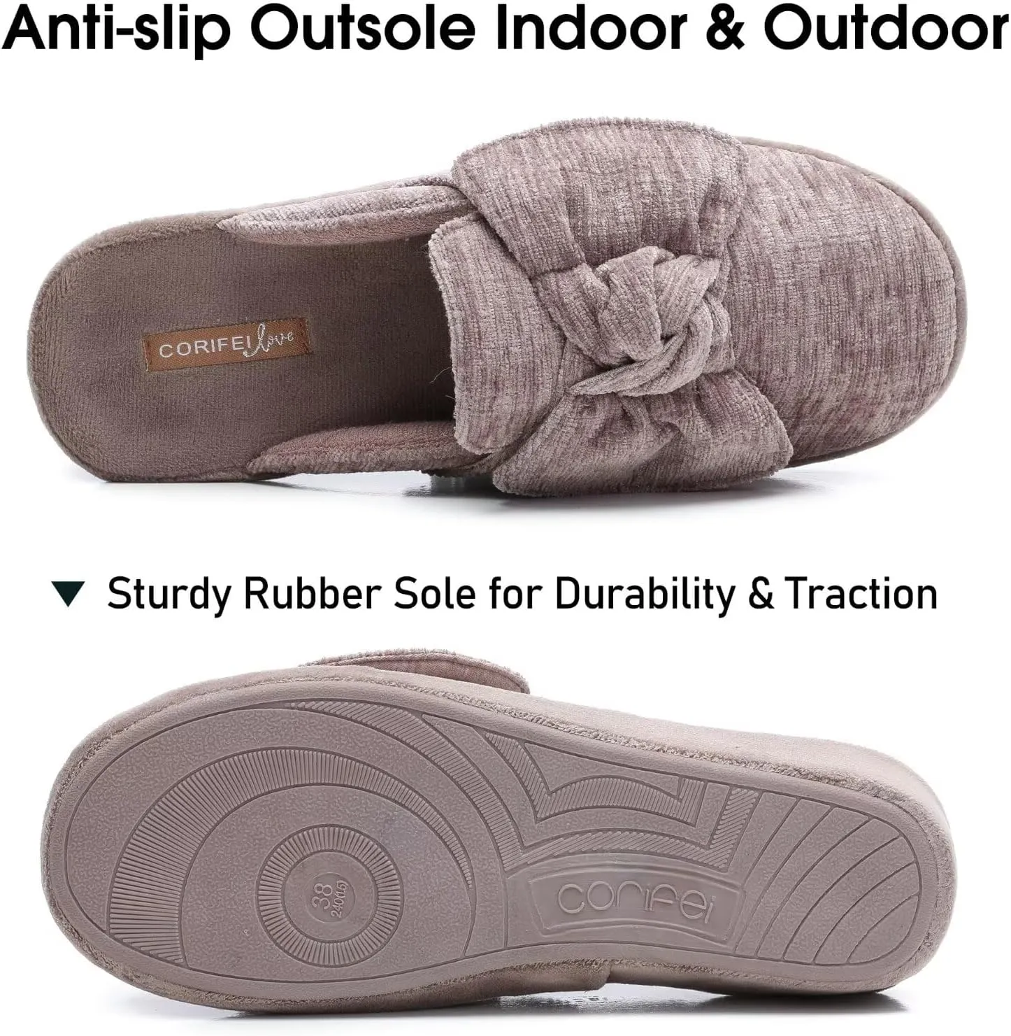 Wedge Style Slippers for Women Elegant House Shoes with Bow Indoor Outdoor Slides