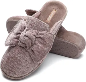 Wedge Style Slippers for Women Elegant House Shoes with Bow Indoor Outdoor Slides