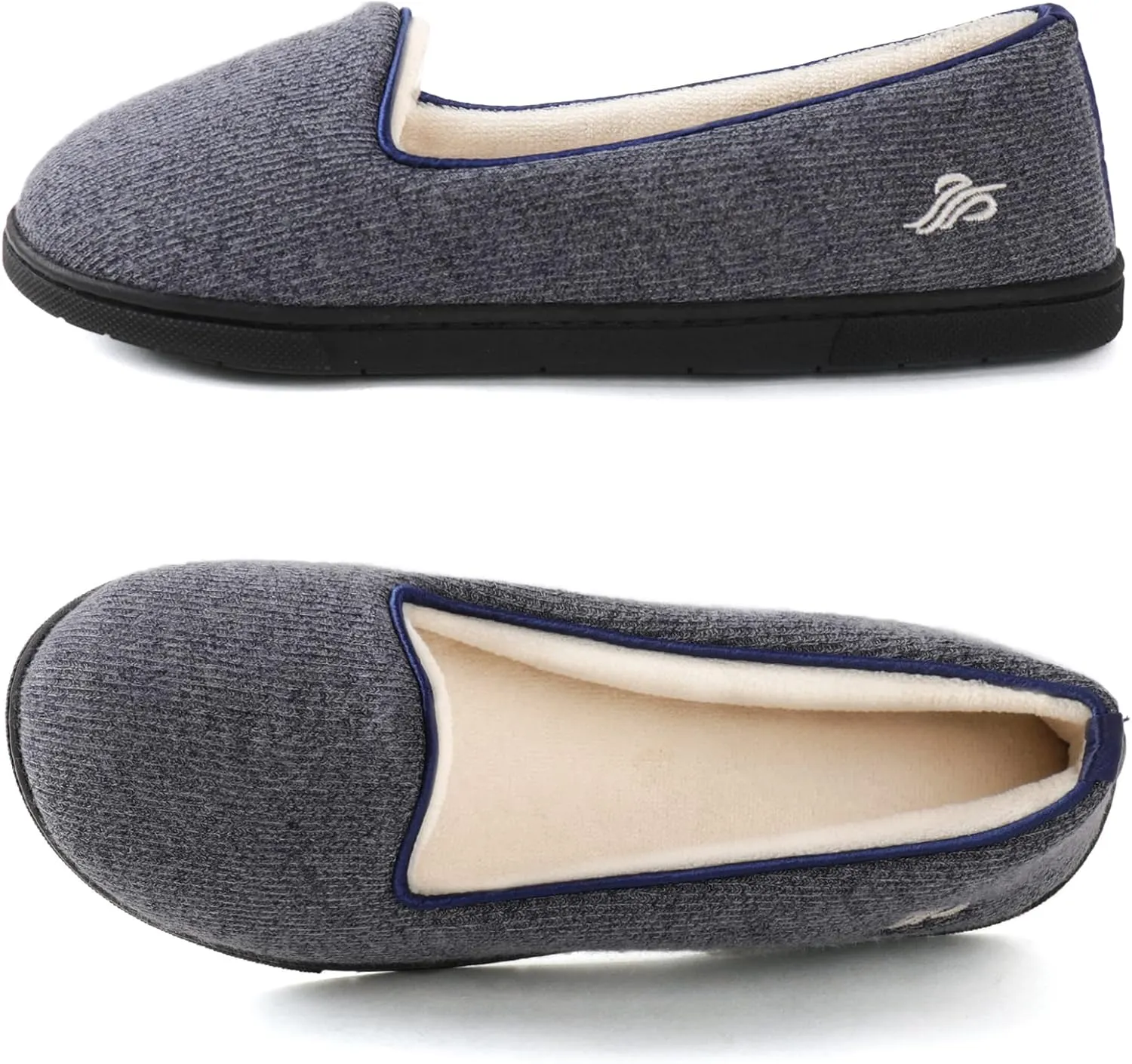 Wishcotton Women's Comfy Memory Foam ballerina House shoes, Women's Lightweight Loafer Slippers with Closed Back Indoor Outdoor
