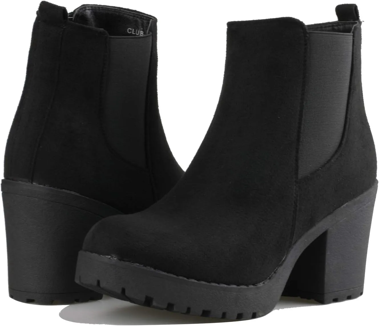 Women’s Block Chunky Heel Ankle Booties Slip on Platform Boots Zipper up High Heel Chelsea Boots
