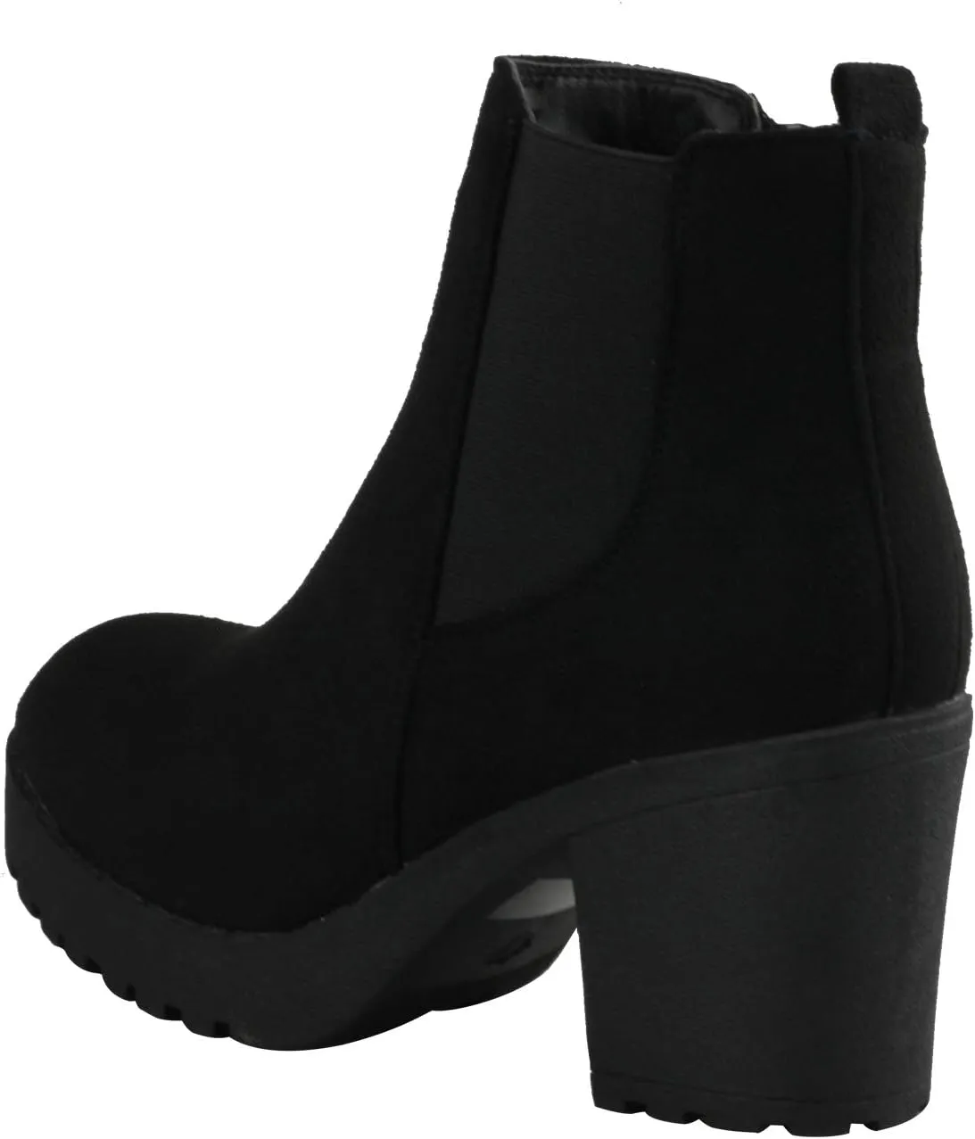 Women’s Block Chunky Heel Ankle Booties Slip on Platform Boots Zipper up High Heel Chelsea Boots