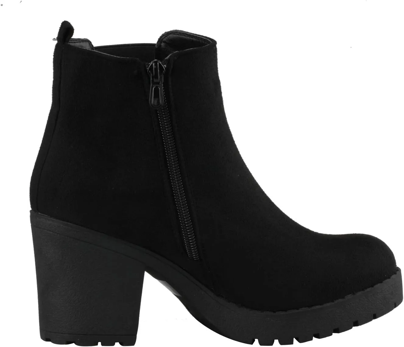 Women’s Block Chunky Heel Ankle Booties Slip on Platform Boots Zipper up High Heel Chelsea Boots