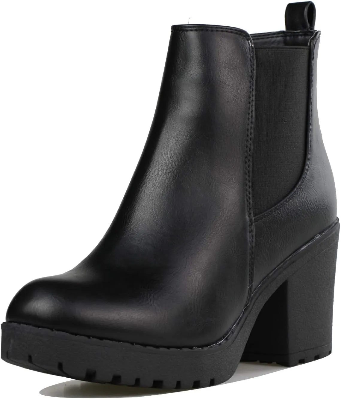 Women’s Block Chunky Heel Ankle Booties Slip on Platform Boots Zipper up High Heel Chelsea Boots