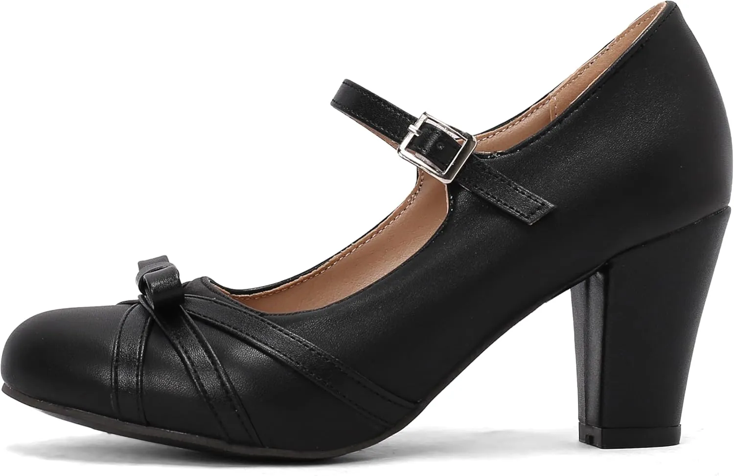 Womens Chic Bow Mary Jane Shoes Round Toe Chunky High Heels Kawaii Lolita Shoes Platform Pumps