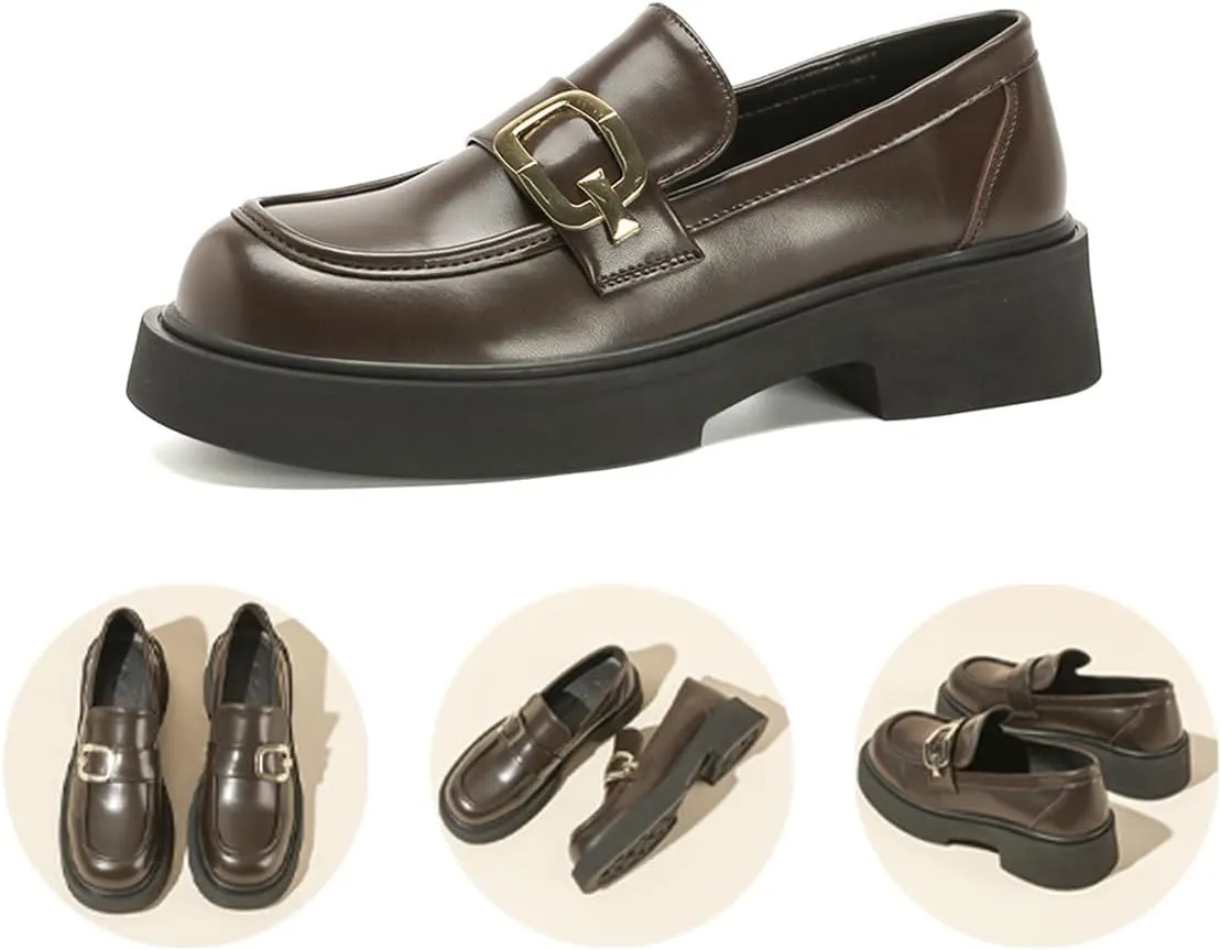 Women's Classic Thick-Soled Loafers British Style Lightweight and Comfortable Suitable for Daily Leisure Business Loafers