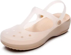Women's Classic Transparent Solid Color Clogs Comfortable, Soft, and Non Slip Jelly Beach Sandals Outdoor Leisure Water Slippers