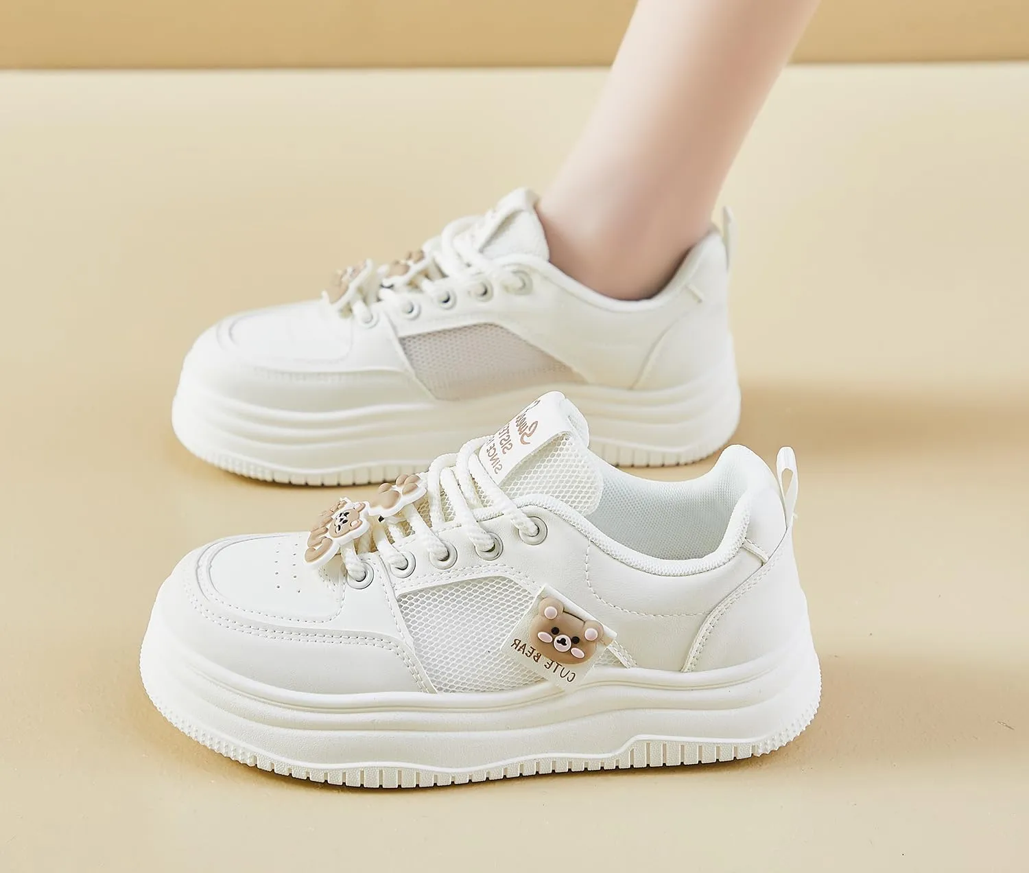 Women's Cute Breathable Walking Shoes Y2K Comfort Lightweight Platform Sneakers Casual Campus Sport Work