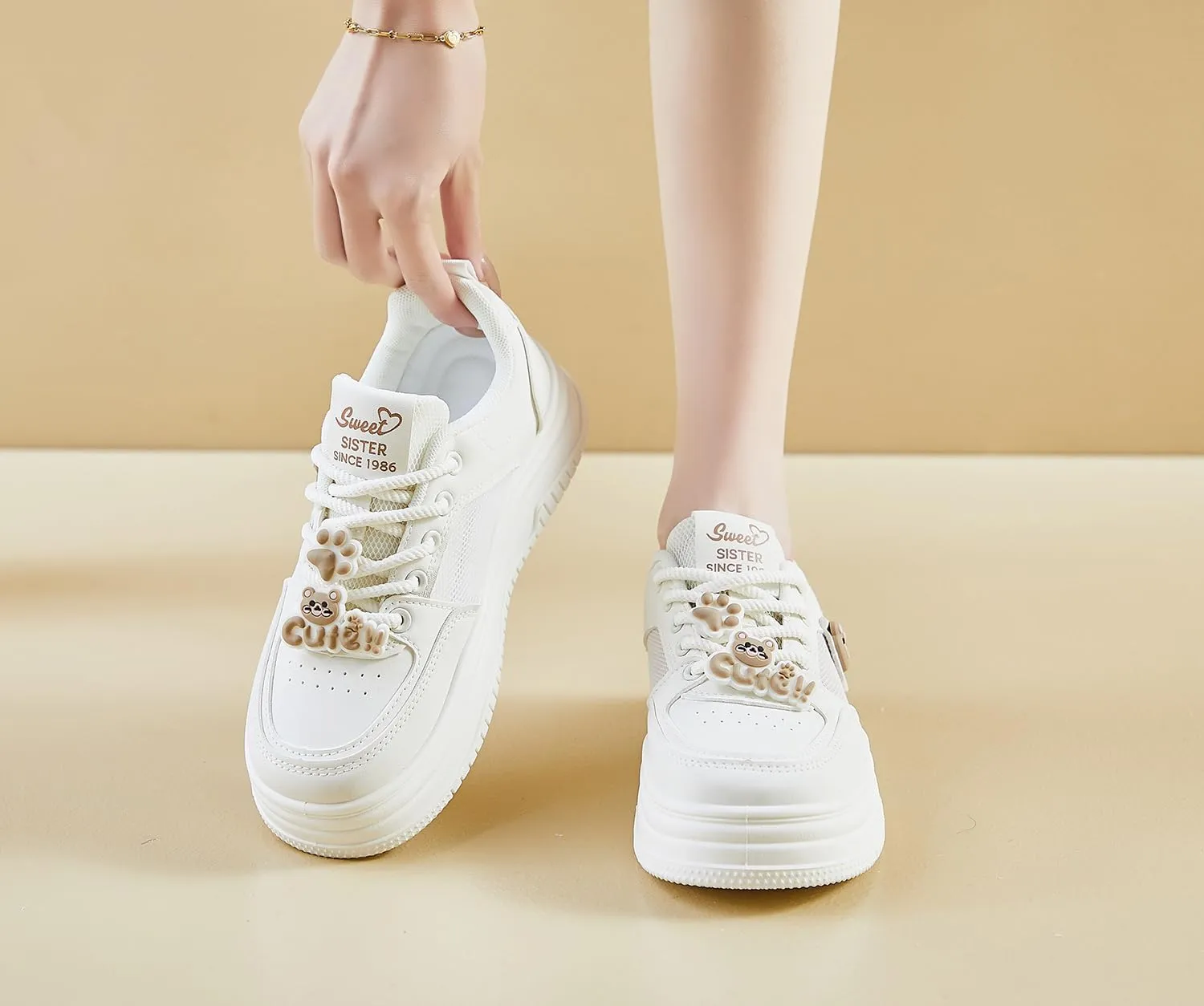 Women's Cute Breathable Walking Shoes Y2K Comfort Lightweight Platform Sneakers Casual Campus Sport Work