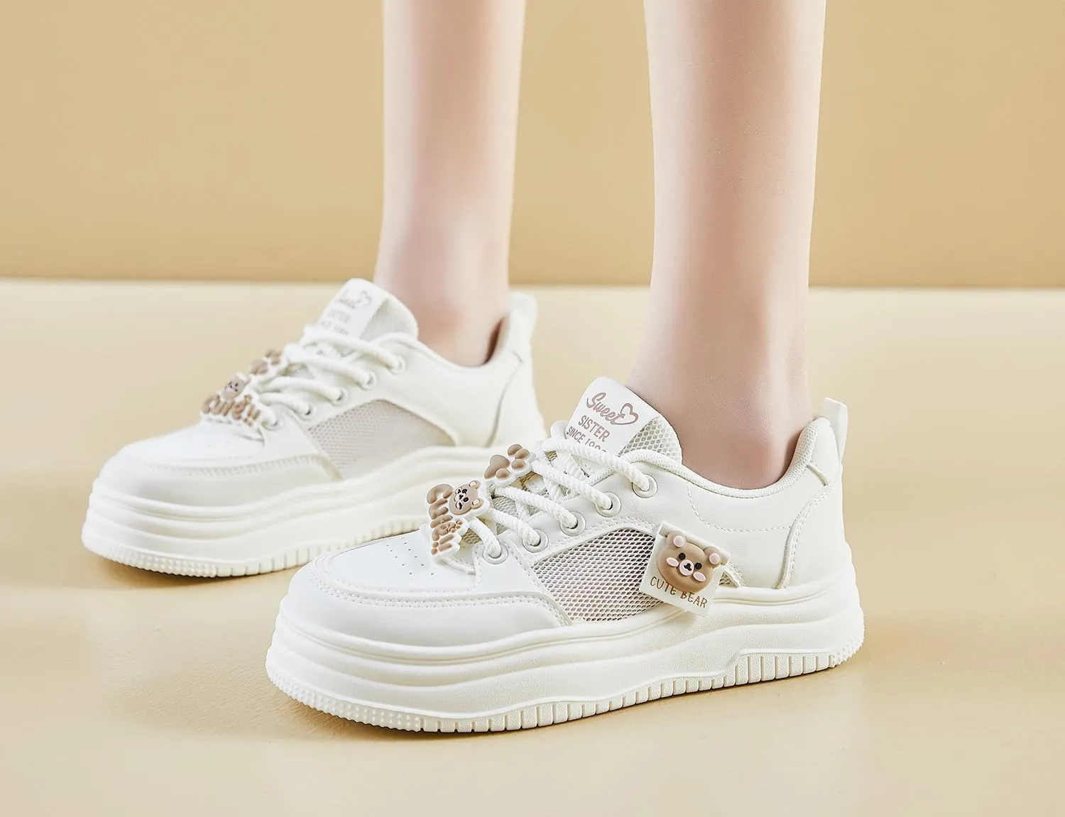 Women's Cute Breathable Walking Shoes Y2K Comfort Lightweight Platform Sneakers Casual Campus Sport Work
